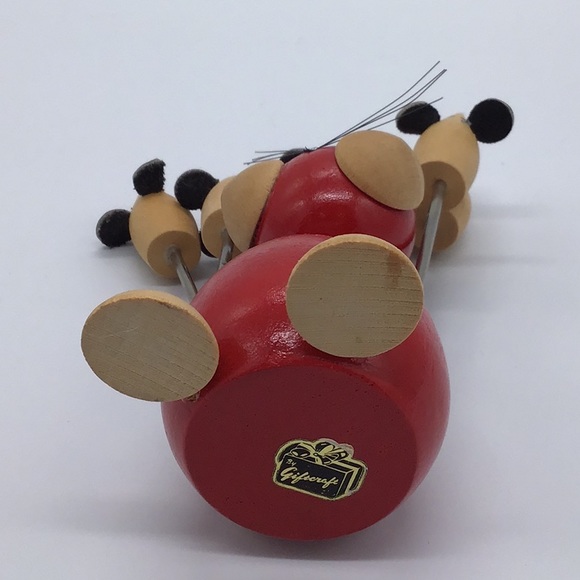 Retro Giftcraft Wooden Whimsical Cat & 6 Mice Forks - Picture 6 of 8
